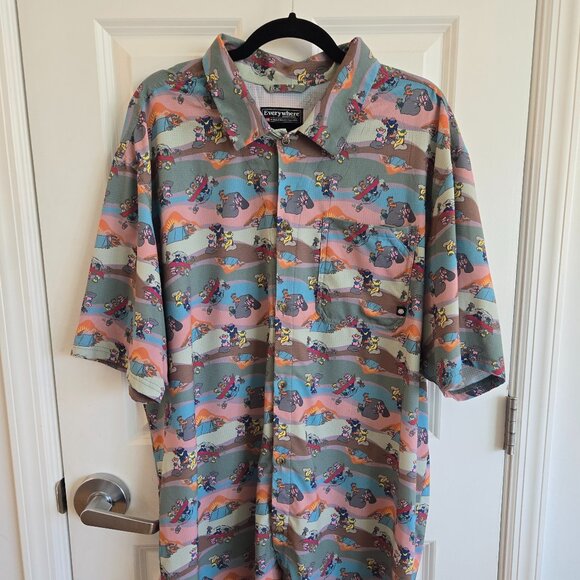 Nomad Perforated Button Down Shirt - Grateful Dead Camping Bear - Picture 1 of 5